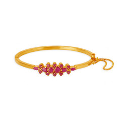 18KT GOLD AND RUBY BRACELET WITH FLORAL MOTIFS