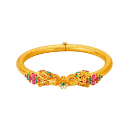 22KT GOLD EMERALD AND RUBY BANGLE