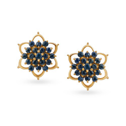 18KT GOLD SAPPHIRE DIAMOND STUD EARRINGS