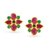 YELLOW GOLD RUBY AND EMERALD STUD EARRINGS