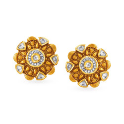 22KT GOLD AND KUNDAN GLASS STUD EARRINGS