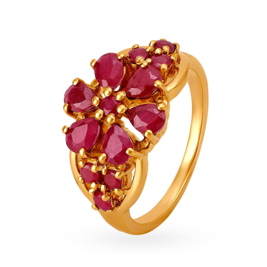 YELLOW GOLD RUBY FINGER RING