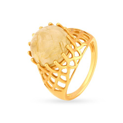 18KT GOLD AND QUARTZ FINGER RING