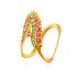 YELLOW GOLD RUBY EMERALD FINGER RING